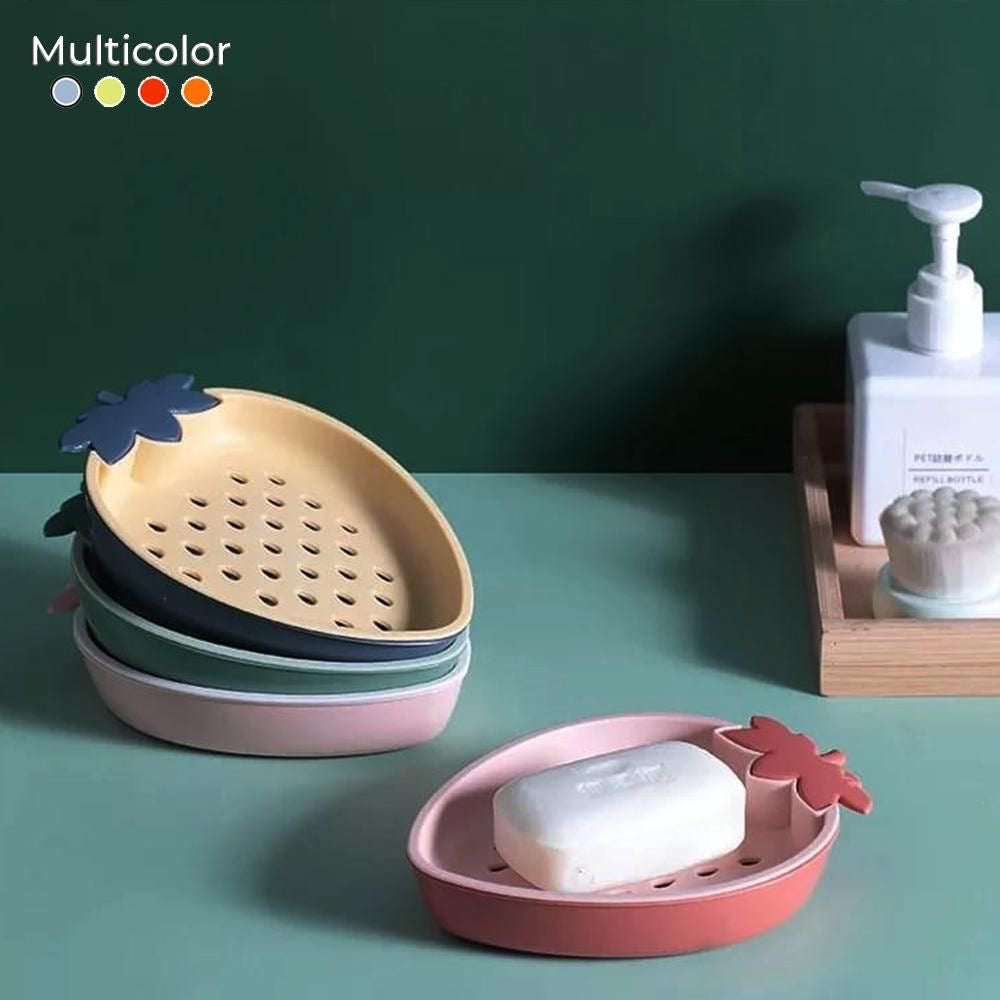 Strawberry Self-Draining Soap Dish – Cute Dual-Layer Countertop Organizer
