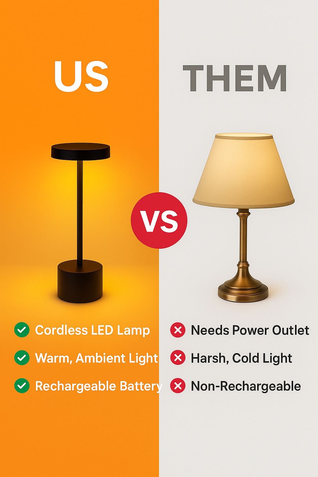 ✨ Rechargeable Metal Touch Lamp