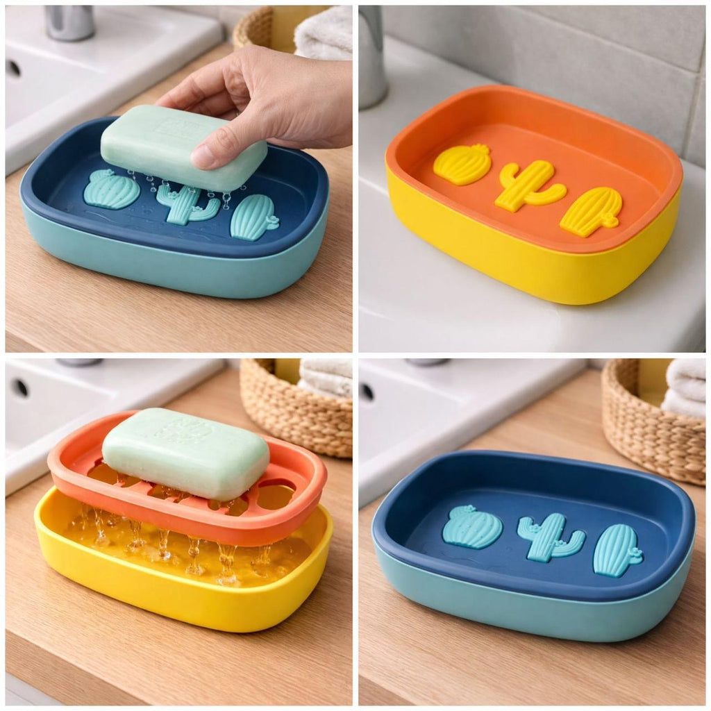 Cactus Self-Draining Soap Dish – Dual-Layer Anti-Soggy Holder
