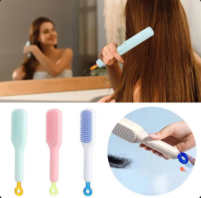 Premium Self Cleaning Hair Brush | One-Click Hair Removal Comb