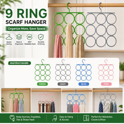 9-Ring Space-Saving Scarf & Accessory Hanger