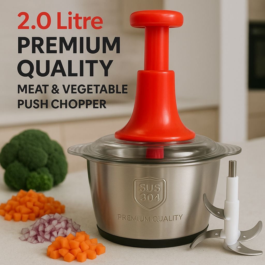 Manual Food Chopper with Stainless Steel Bowl