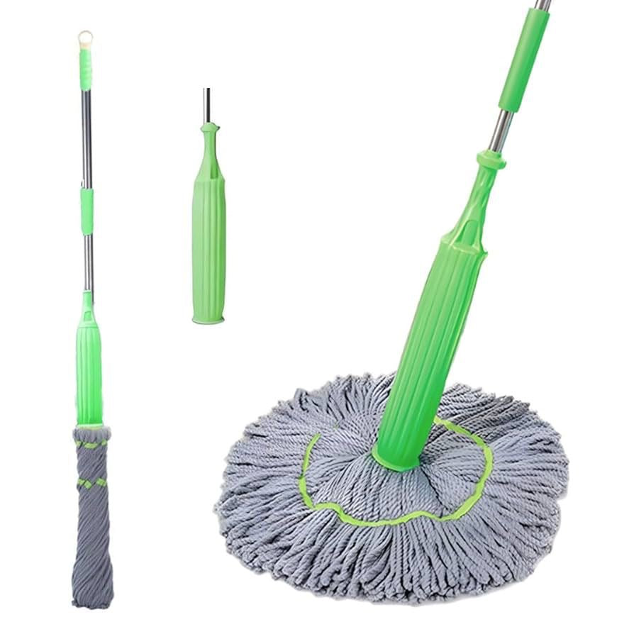Self-Wringing Microfiber Twist Mop with Extendable Stainless Steel Handle