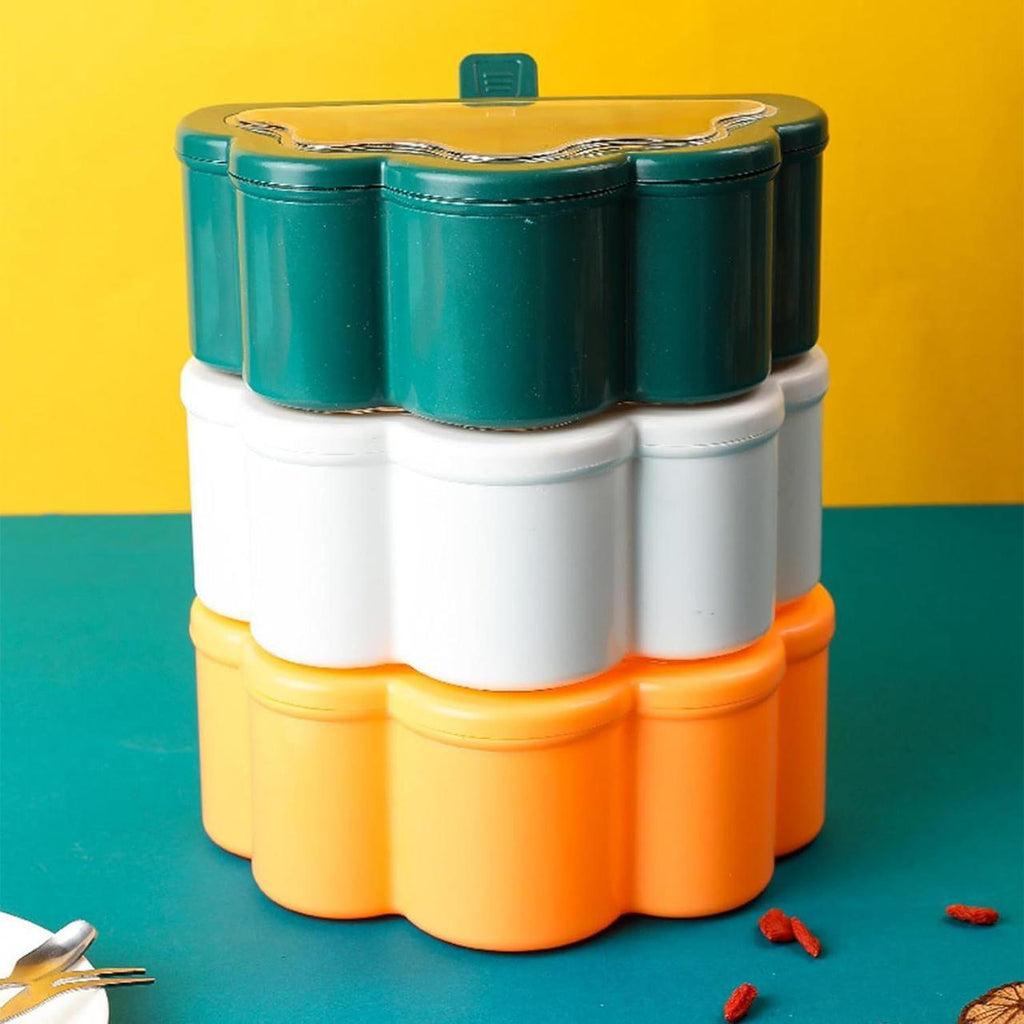 Elegant Multi-Compartment Spice Storage Box with Lid