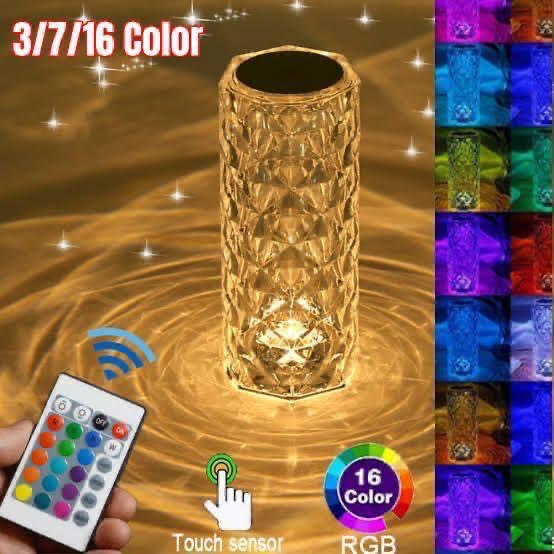 Lumina Crystal Rose Table Lamp – 16-Color RGB Touch & Remote Control LED