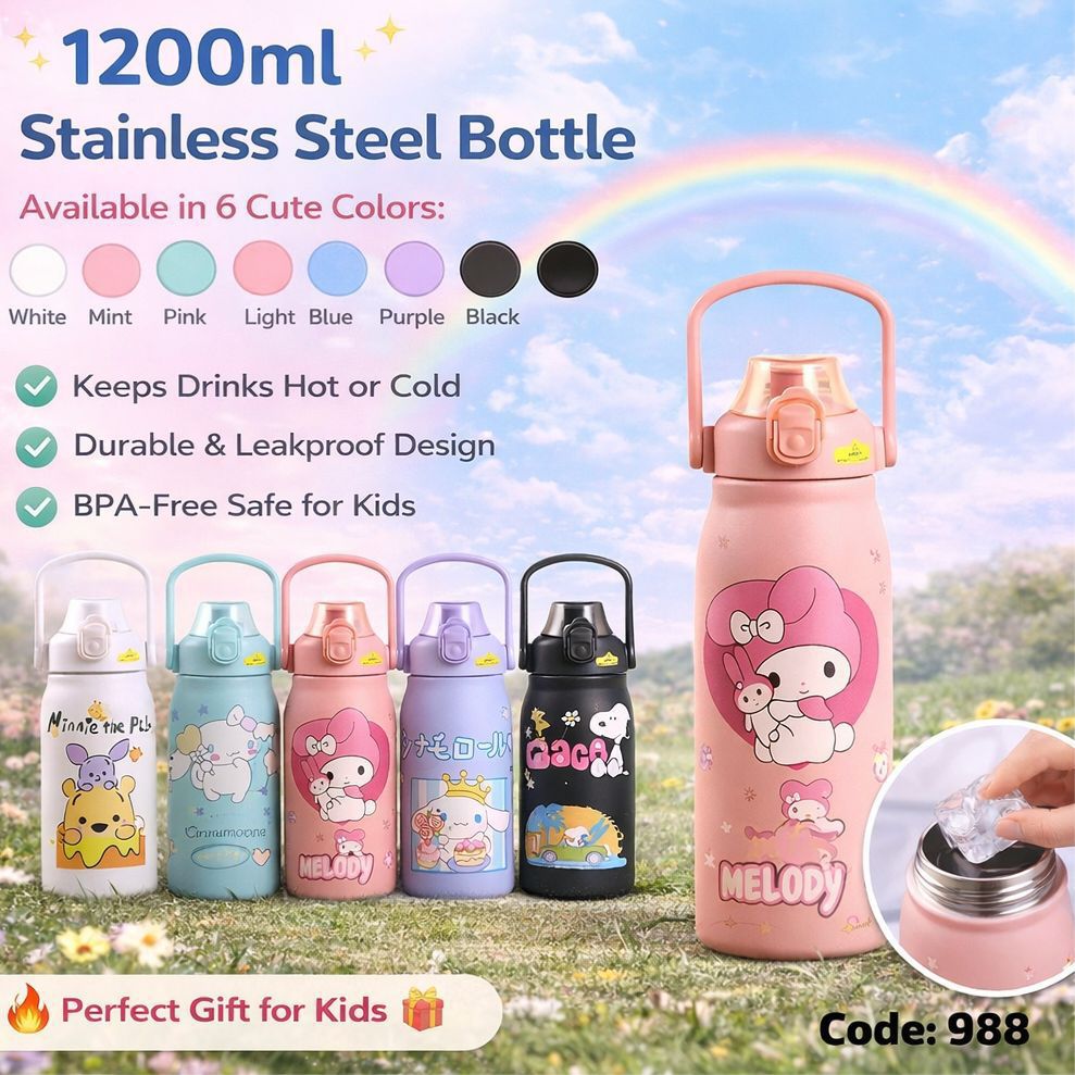 Premium 1200ml Stainless Steel Kids Water Bottle