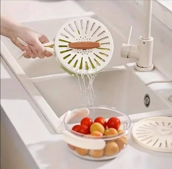 Premium 2-in-1 Dual-Layer Rotary Drain Basket & Vegetable Washer