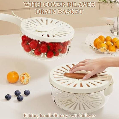 Premium 2-in-1 Dual-Layer Rotary Drain Basket & Vegetable Washer