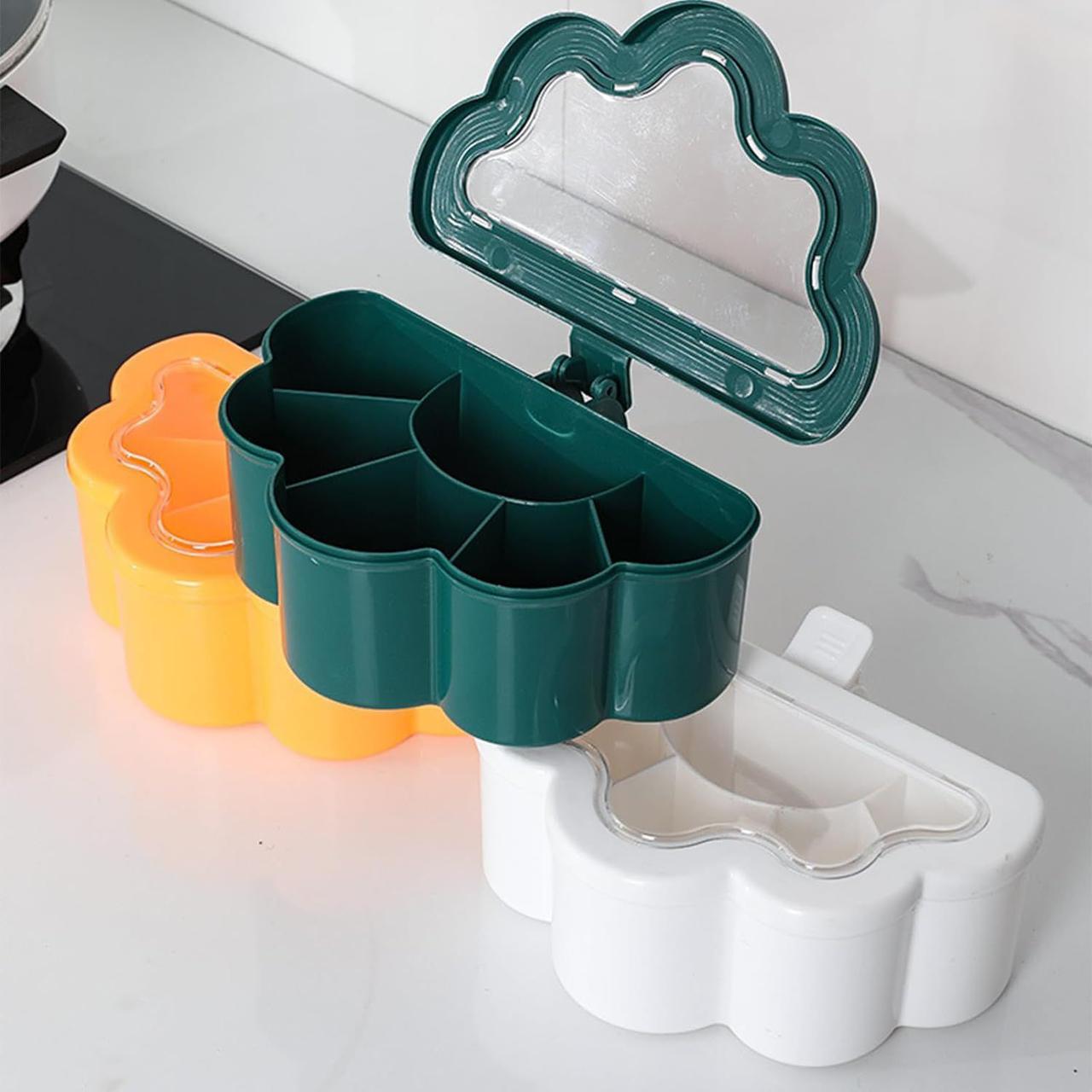 Elegant Multi-Compartment Spice Storage Box with Lid