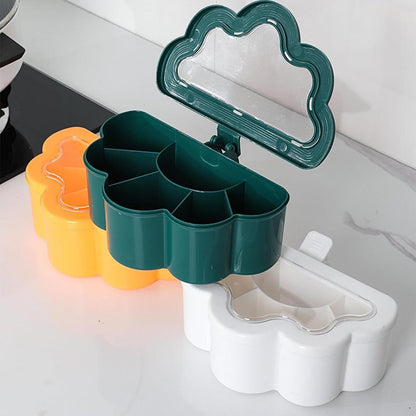 Elegant Multi-Compartment Spice Storage Box with Lid