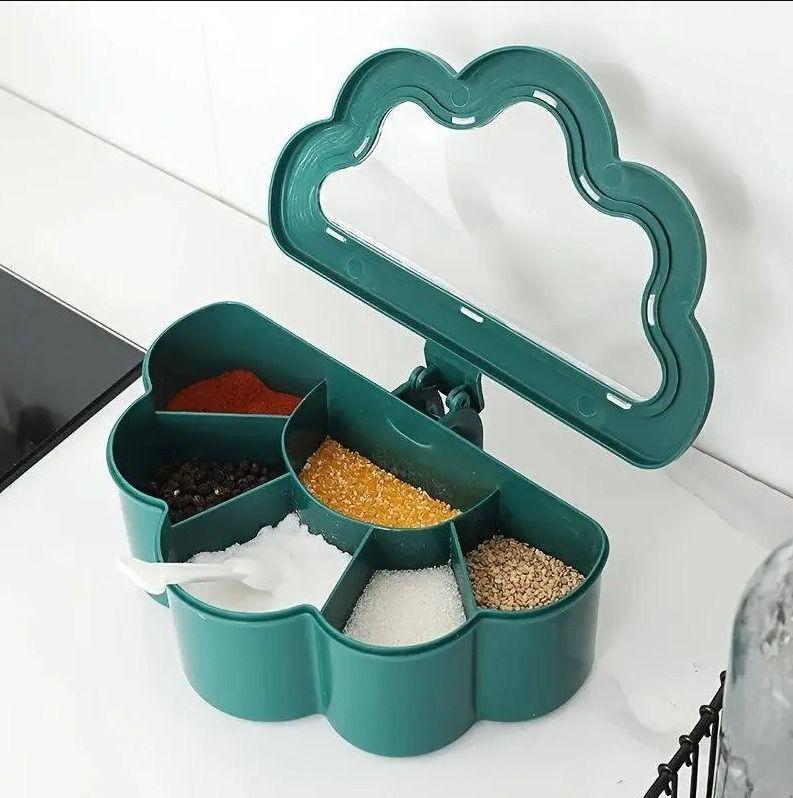 Elegant Multi-Compartment Spice Storage Box with Lid