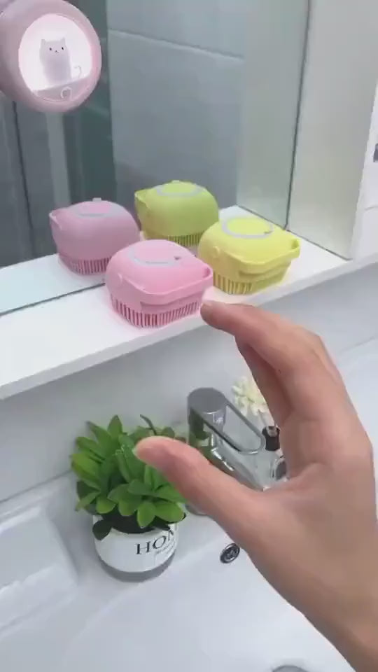 2-in-1 Silicone Cleaning Brush with Built-in Soap Dispenser
